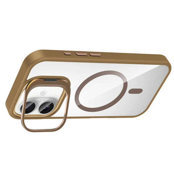 iPhone 16 Kılıf Standlı ve Kamera Lens Hediyeli Kablosuz Şarj Özellikli Etro Kapak - Resim 9