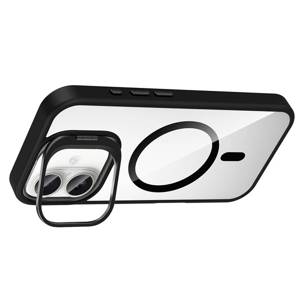 iPhone 16 Kılıf Standlı ve Kamera Lens Hediyeli Kablosuz Şarj Özellikli Etro Kapak - Resim 3