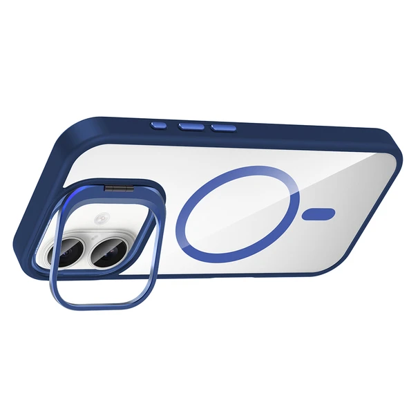 iPhone 16 Kılıf Standlı ve Kamera Lens Hediyeli Kablosuz Şarj Özellikli Etro Kapak - Resim 7