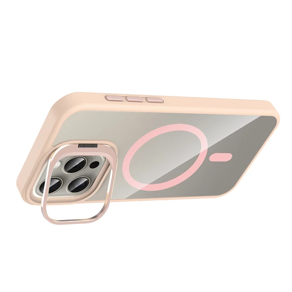 iPhone 15 Pro Max Kılıf Standlı ve Kamera Lens Hediyeli Kablosuz Şarj Özellikli Etro Kapak - Resim 10