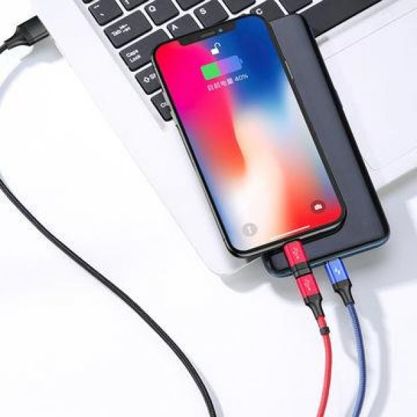 Joyroom S-M376 Type-c Mikro İphone Örgülü Çoklu USB Kablosu - 6