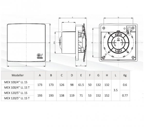 Vortice Punto Evo Flexo 100-4 LL 1S Çamaşırhane Bodrum Mutfak Banyo Fanı Tasarruflu Kesintisiz Çalışma Sessiz 9 W 90 m3/h Havalandırma AGMair Agm - 5