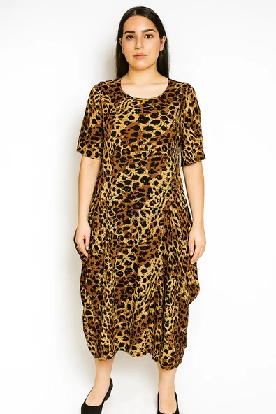 Yazlık Salaş Leopar Desenli Elbise