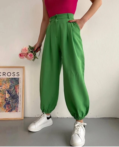 Şalvar pantolon yeşil s23202 - Resim 3