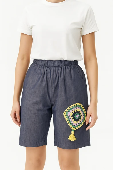 Sarı Gri Yazlık Tansel Şort