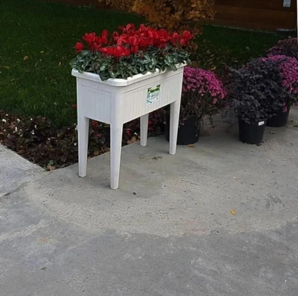 Omnipazar SO-AB03 Ayaklı Bahçe Yetiştirme Saksı 60 Lt Kirli Beyaz 3 Adet - Resim 3