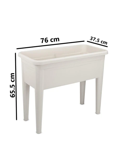 Omnipazar SO-AB03 Ayaklı Bahçe Yetiştirme Saksı 60 Lt Kirli Beyaz 3 Adet - Resim 2