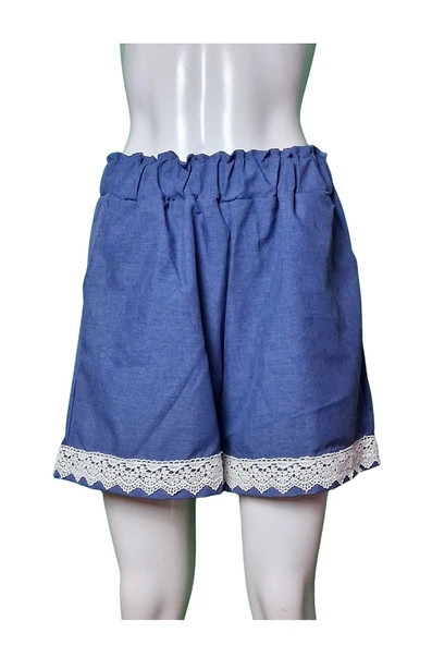 Sarı Gri Yazlık Lacivert Keten Şort