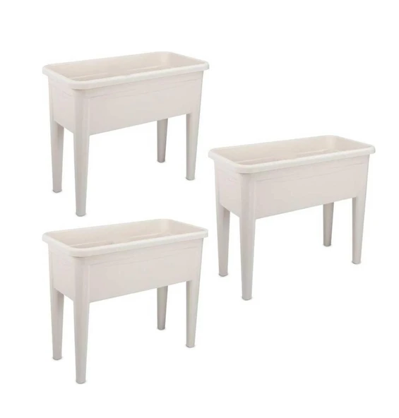 Omnipazar SO-AB03 Ayaklı Bahçe Yetiştirme Saksı 60 Lt Kirli Beyaz 3 Adet ürün görseli