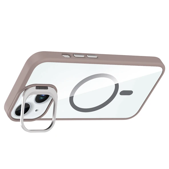 iPhone 15 Kılıf Standlı ve Kamera Lens Hediyeli Kablosuz Şarj Özellikli Etro Kapak - Resim 9