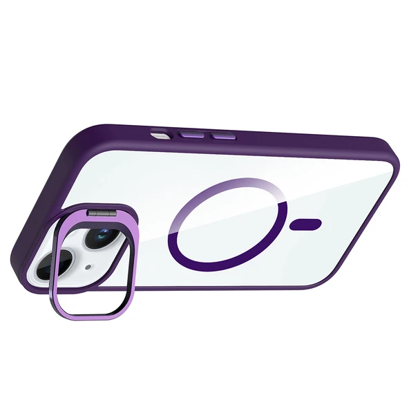 iPhone 15 Kılıf Standlı ve Kamera Lens Hediyeli Kablosuz Şarj Özellikli Etro Kapak - Resim 3