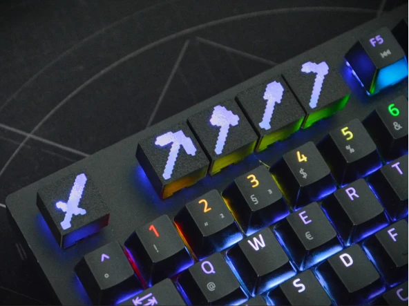 Minecraft Keycap Seti 5'li  RGB Uyumlu 3D Tuşlar  Mekanik Klavyeler için Gamer Tasarım - 2