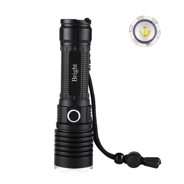 Bright Ght-5761 Xp90 Led 3 Mod Zoomlu Yağmur Suyu Geçirmez Şarjlı El Feneri 26650 Pilli