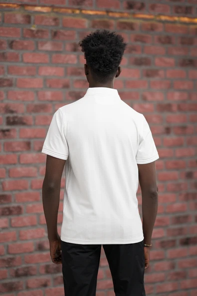 Regular Fit Likralı Kendinden Çizgili Polo Yaka T-Shirt - Resim 9