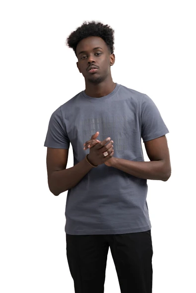 Slim Fit Pamuklu Önü Baskılı Sıfır Yaka T-Shirt - Resim 9