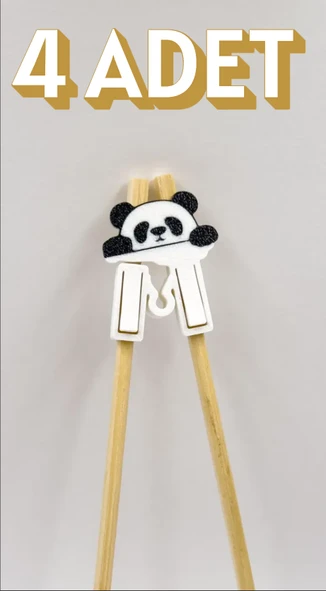Panda Çubuk Yardımcı Aparatı (4’lü Set) Çocuk & Yetişkin İçin 3D Chopstick Eğitici Klips