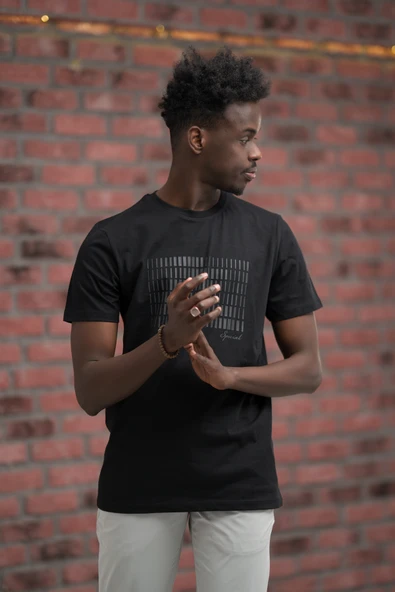 Slim Fit Pamuklu Önü Baskılı Sıfır Yaka T-Shirt - Resim 2