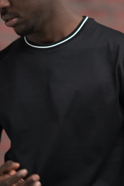 Sıfır Yaka Merserize Pamuklu İnce Kumaş Regular Fit T-Shirt - 5