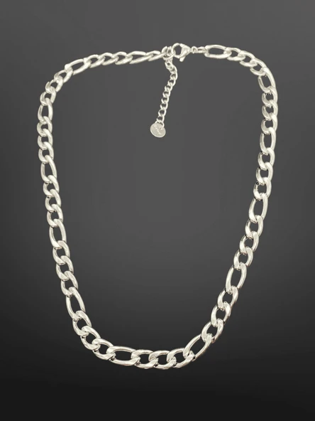 Gümüş Renk Kalın Zincir Model 316L Çelik Kolye | Klasik ve Şık Tasarım ürün görseli 1