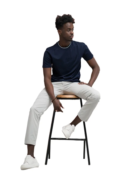 Sıfır Yaka Merserize Pamuklu İnce Kumaş Regular Fit T-Shirt - 11