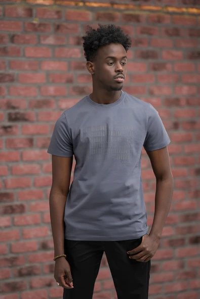 Slim Fit Pamuklu Önü Baskılı Sıfır Yaka T-Shirt - Resim 10