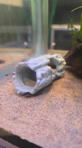 Akvaryum Kaya Dekoru Karides Evi Balık Saklanma Taşı (BEYAZ RENK) Akvaryum Süsü Tüp Mağara - 3