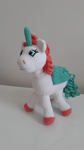 Boynuzlu At Şeker Pony Amigurumi Organik Oyuncak - 1