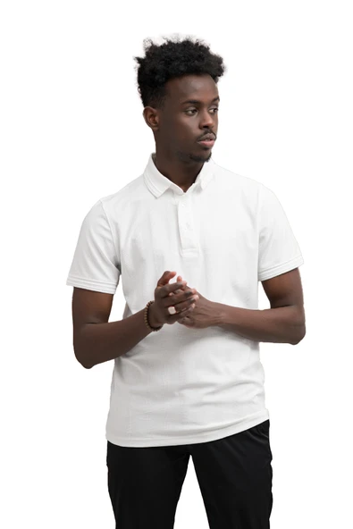 Regular Fit Likralı Kendinden Çizgili Polo Yaka T-Shirt - Resim 6