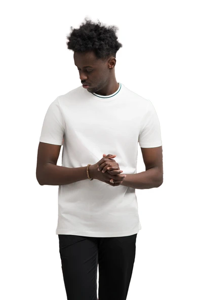 Sıfır Yaka Merserize Pamuklu İnce Kumaş Regular Fit T-Shirt - 6