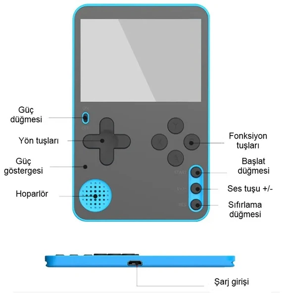 500 Dahili Oyunlu Mini Game Console Taşınabilir Retro Oyun Konsolu Eğlence Keyif Bir Arada - 4