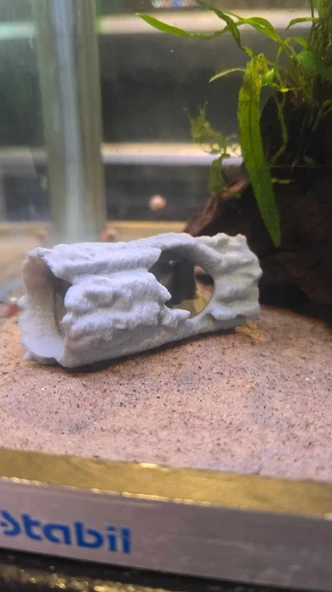 Akvaryum Kaya Dekoru Karides Evi Balık Saklanma Taşı (BEYAZ RENK) Akvaryum Süsü Tüp Mağara - 2