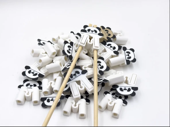 Panda Çubuk Yardımcı Aparatı (4’lü Set) Çocuk & Yetişkin İçin 3D Chopstick Eğitici Klips - 3
