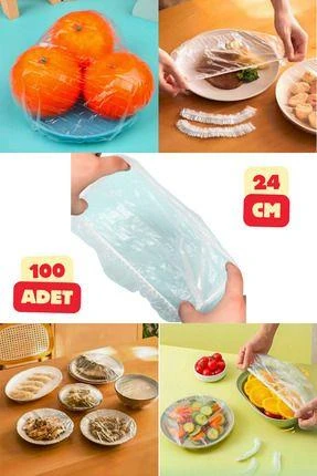 100'lü Esnek Lastikli Gıda Saklama Bonesi – Şeffaf Streç Kapak Seti | Tabak, Kase, Tencere, Meyve & Sebze Koruyucu | BPA İçermez, Sızdırmaz, Hijyenik - 4