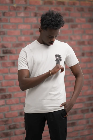 Slim Fit Sıfır Yaka Baskılı Pamuklu T-Shirt - Resim 2