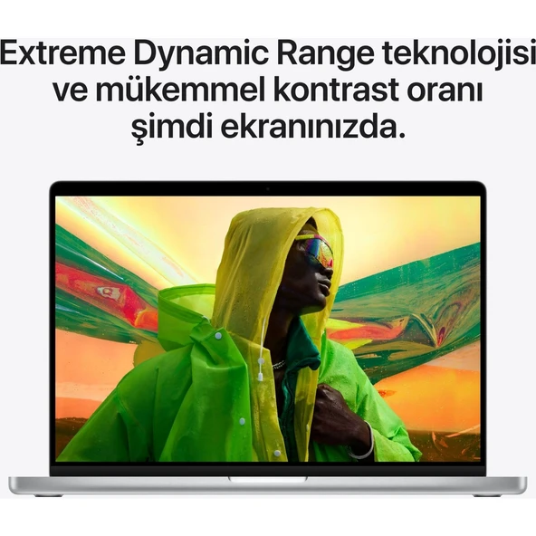 MacBook M1 Pro Çip 16GB 1TB SSD macOS 14" QHD Taşınabilir Bilgisayar Gümüş MKGT3TU/A - 8