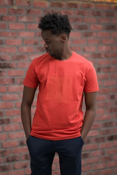 Slim Fit Pamuklu Önü Baskılı Sıfır Yaka T-Shirt - Resim 2