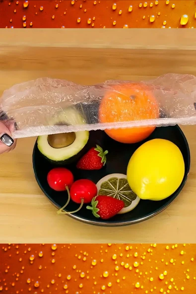 100'lü Esnek Lastikli Gıda Saklama Bonesi – Şeffaf Streç Kapak Seti | Tabak, Kase, Tencere, Meyve & Sebze Koruyucu | BPA İçermez, Sızdırmaz, Hijyenik - 8