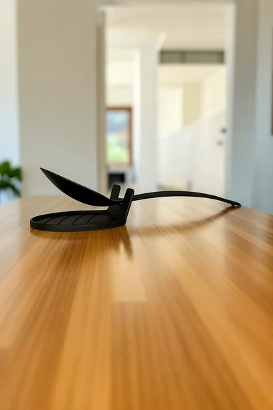 Kaşık Tutucu Stand  Tezgah Koruyucu Kaşık Altlığı  Mutfak Düzenleyici Pratik Kaşık Standı Siyah - 2