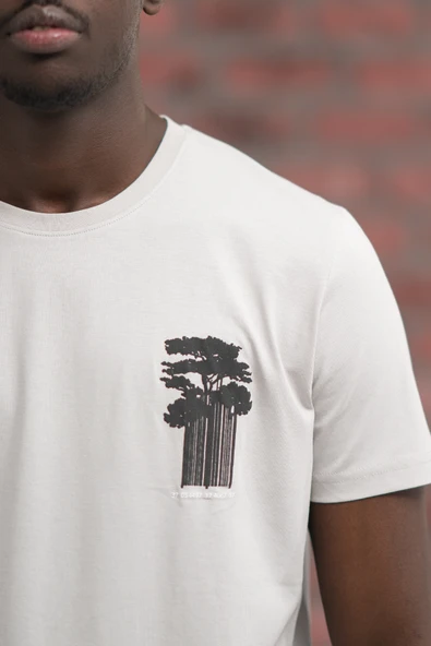 Slim Fit Sıfır Yaka Baskılı Pamuklu T-Shirt - Resim 5