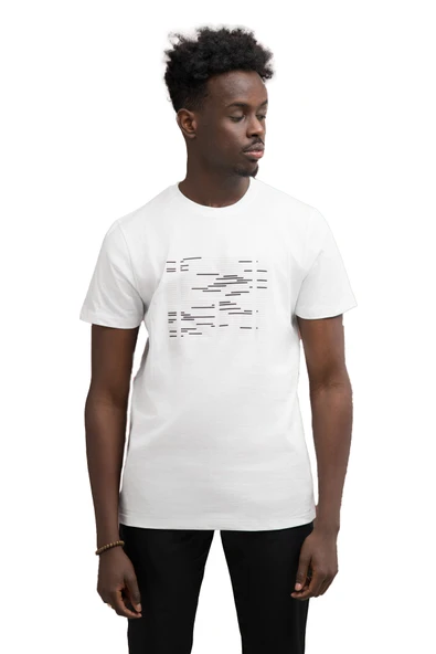 Slim Fit Sıfır Yaka Baskılı Pamuklu T-Shirt ürün görseli