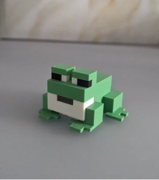 Minecraft Tarzı Dekoratif Kurbağa Figürü Piksel Tasarım Mini Oyuncak  3D Model Biblo