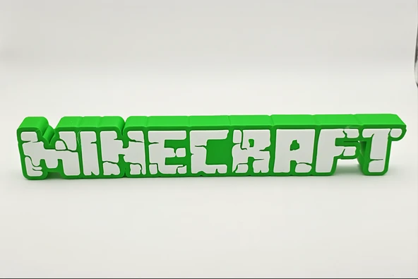 Minecraft Yazılı 3D Dekoratif Obje 20cm Masaüstü Süs ve Duvar Aksesuarı Oyun Odası İçi
