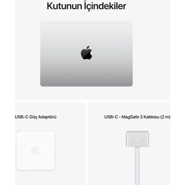 MacBook M1 Pro Çip 16GB 1TB SSD macOS 14" QHD Taşınabilir Bilgisayar Gümüş MKGT3TU/A - 11