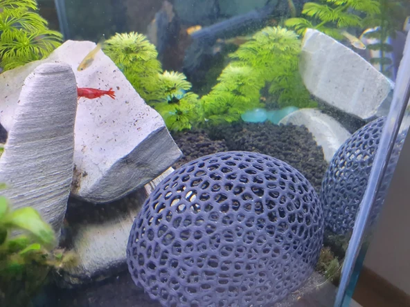 Karides Akvaryumu Için Gözenekli Gri Saklanma Mağarası Cave Dome