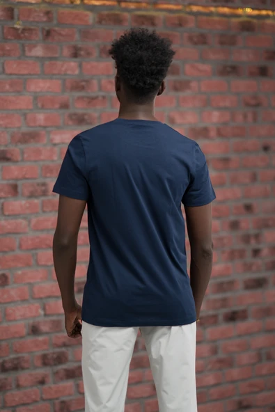 Slim Fit Sıfır Yaka Baskılı Pamuklu T-Shirt - Resim 9