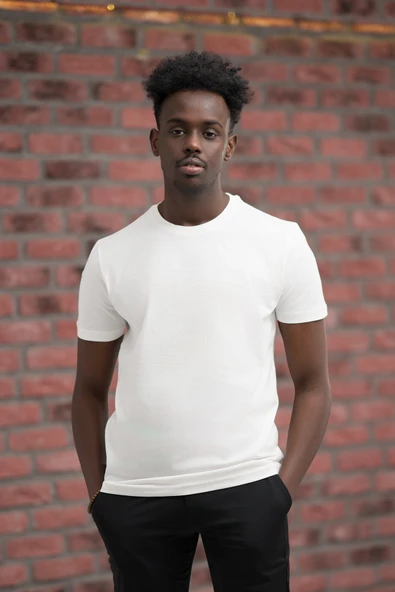 Slim Fit Pamuklu Önü Baskılı Sıfır Yaka T-Shirt - Resim 11