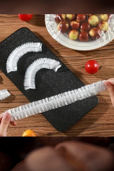 100'lü Esnek Lastikli Gıda Saklama Bonesi – Şeffaf Streç Kapak Seti | Tabak, Kase, Tencere, Meyve & Sebze Koruyucu | BPA İçermez, Sızdırmaz, Hijyenik - 2