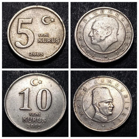 Escoines Koleksiyon 39963687c687ad00af 2005/2006/2007/2008 5-10 Yeni Kuruş Tam Set Eski Madeni Para
