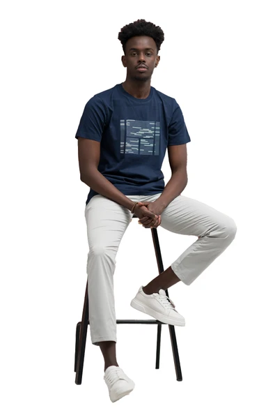 Slim Fit Sıfır Yaka Baskılı Pamuklu T-Shirt - Resim 6