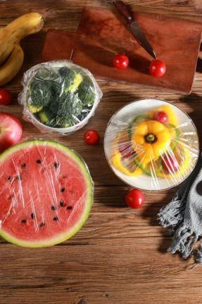 100'lü Esnek Lastikli Gıda Saklama Bonesi – Şeffaf Streç Kapak Seti | Tabak, Kase, Tencere, Meyve & Sebze Koruyucu | BPA İçermez, Sızdırmaz, Hijyenik - 6